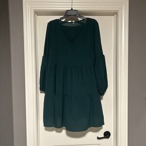 Amoretu Womens Tunic Dress Long Sleeve V Neck Casual Loose Flowy Swing Dress